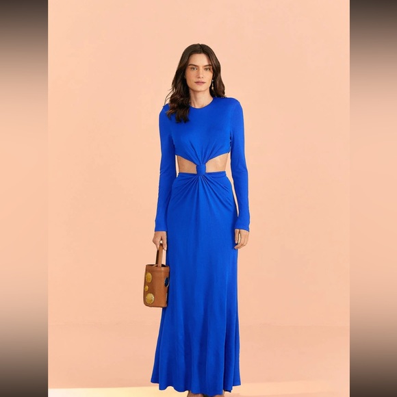 FARM Rio Dresses & Skirts - NWT Farm Rio Blue Knot Cut Out Maxi Dress Size Small Medium Blue
